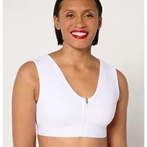 Tommie Copper White Shoulder Support Front Zip Bra Women’s Size XL